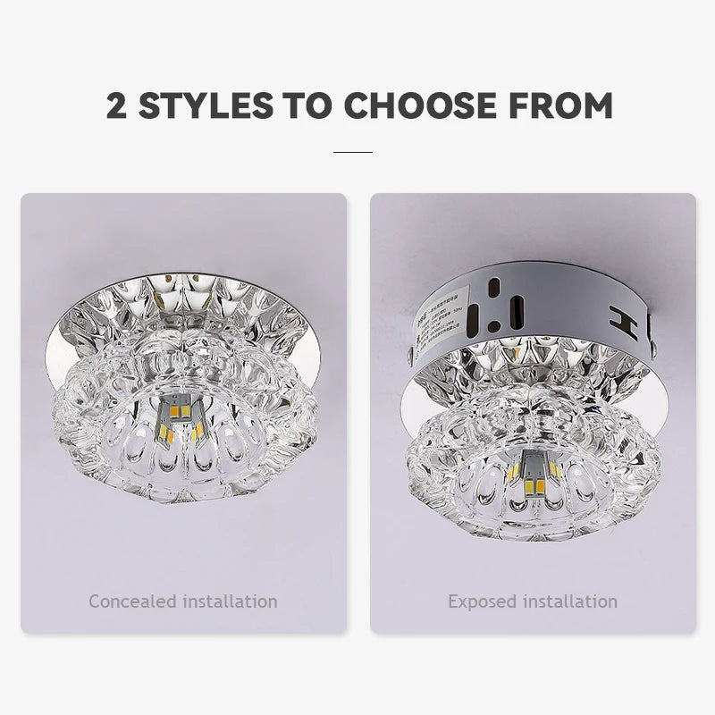 Plafonnier LED Cristal Modern Surface Monté Cuisine Salle Bain Élégant