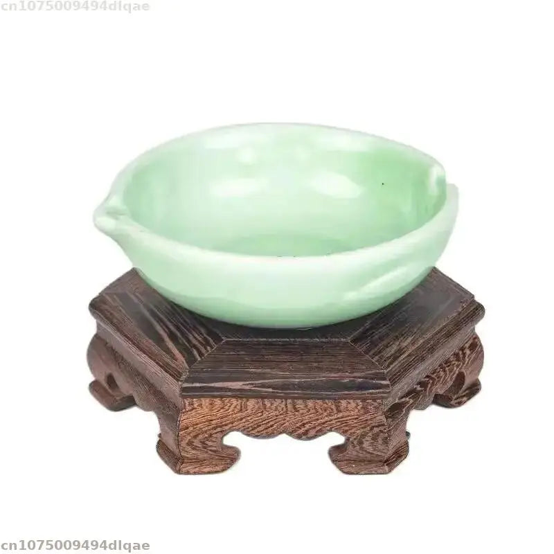 supports plantes étagère bois marron statuette bouddha bol céramique table basse vintage stand thé