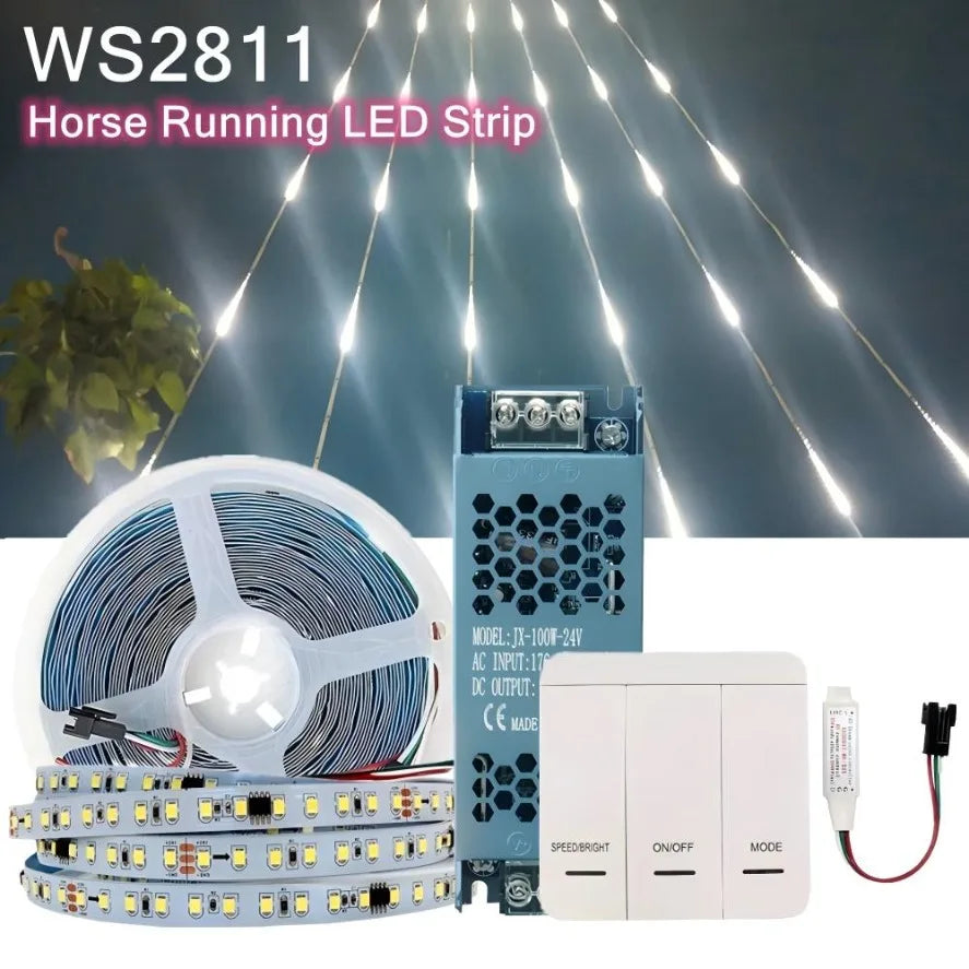 ruban led adressable blanc 24v effet course d'eau contrôleur sans fil adhésif