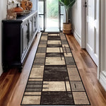 tapis géométrique vintage noir beige gris salon entrée couloir facile nettoyage polyester moderne contemporainextérieur