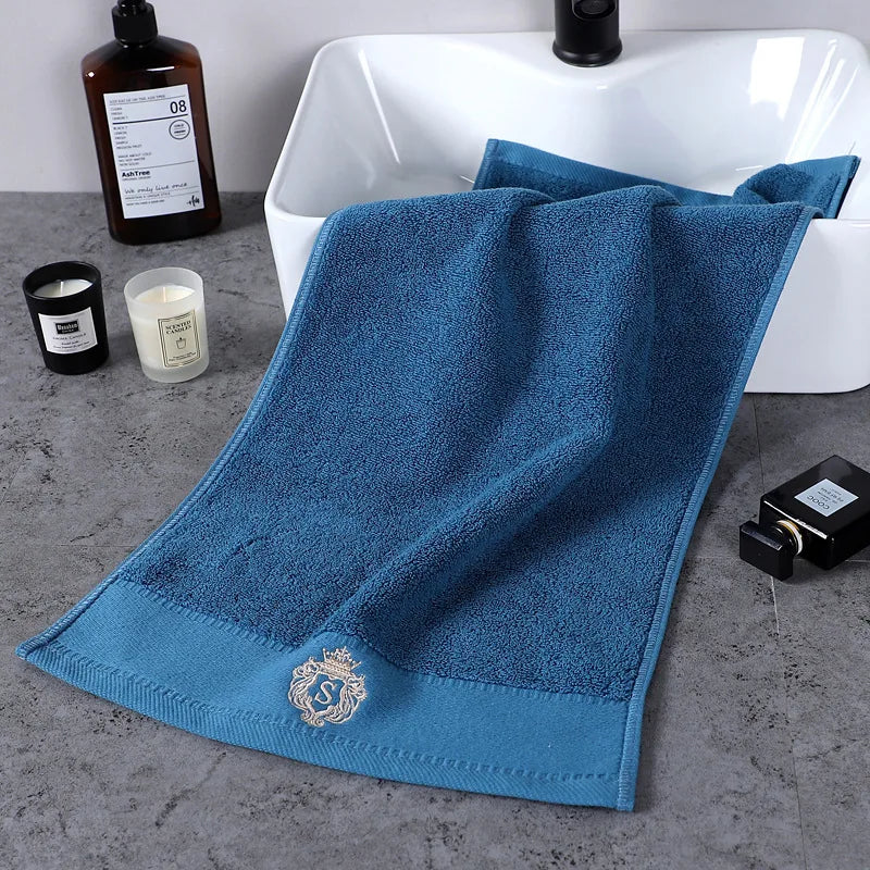 ensemble serviettes bain coton brodé grande serviette visage douche douce absorbante couleur unie