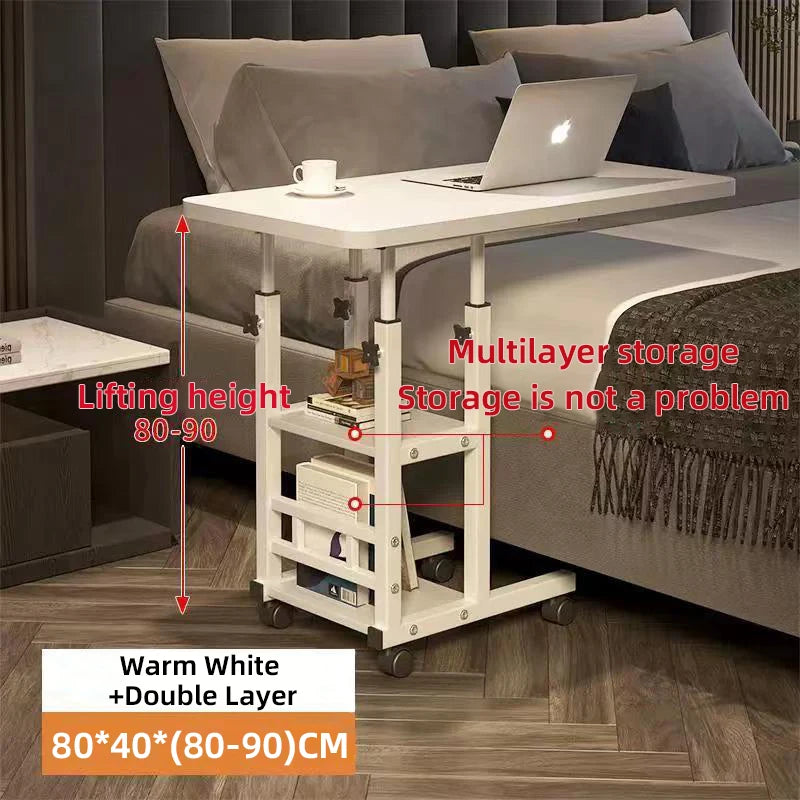 table d'appoint mobile blanche moderne roulettes étagères chambre coucher canapé