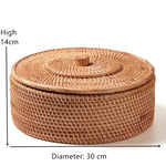 panier rotin tissé main couvercle rangement thé fruit gâteau snack naturel traditionnel artisanal