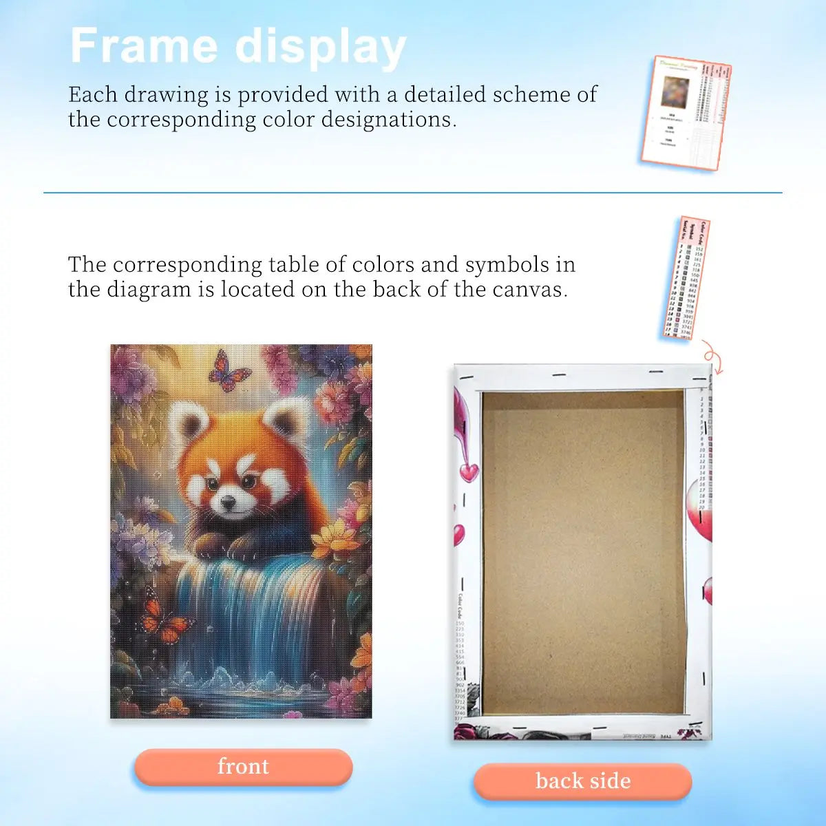 tableau diamants panda papillons fleurs automne orange blanc bleu vert adulte moderne acrylique haute