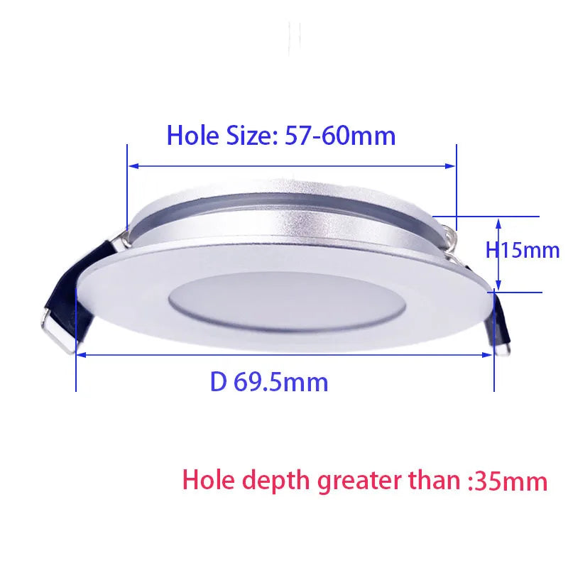 Spot LED argent noir 12V 3W 2m câble clips moderne 69.5mm 15mm