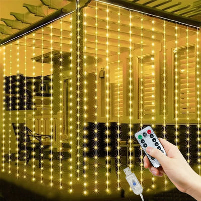Guirlande lumineuse LED rideau blanc pour mariage