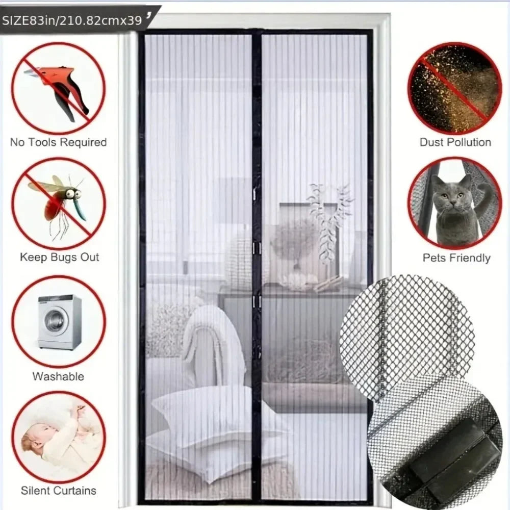 rideaux porte anti moustiques aimants autofermeture tissu polyester semi transparent moderne minimaliste