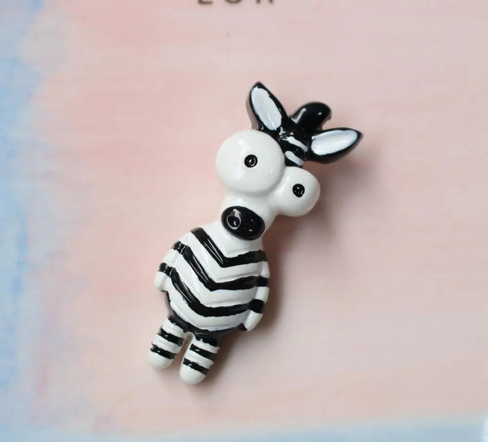 aimants frigo animaux stylisés cartoon éléphant girafe zèbre singe couleurs vives 30 40mm collection