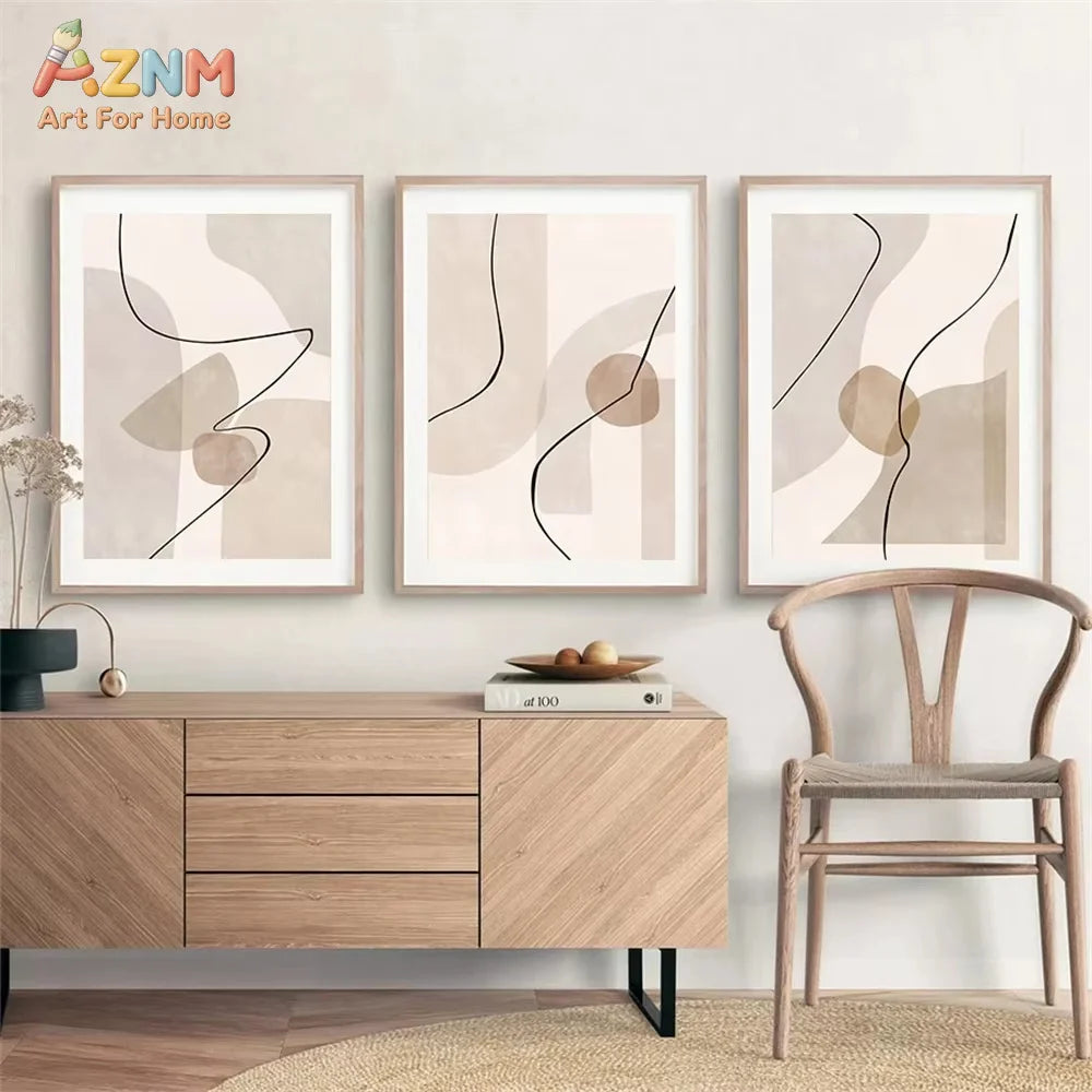tableau abstrait géométrique moderne toile beige noir blanc minimalisteintérieur decoration20x30cm40x60cm