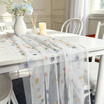 nappe tulle pois colorés transparente table festive mariage anniversaire fete thème carnavalesque