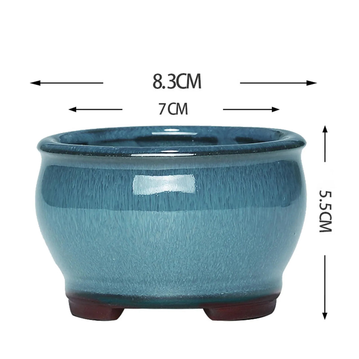 Pots bonsaï céramique bleu brun texture grès craquelé classique artisanal couvercle jardinextérieur