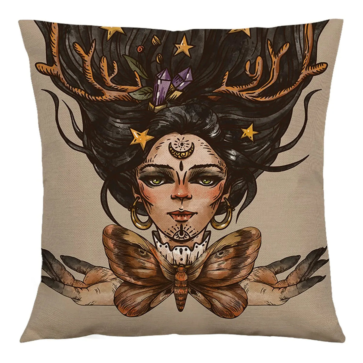 taies d'oreiller lin motif floral animaux vintage non toxique respectueux environnement 45cmx45cm
