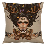 taies d'oreiller lin motif floral animaux vintage non toxique respectueux environnement 45cmx45cm