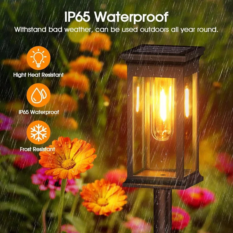 lampes solaires autonomes led étanches ip65 classique transparentes noir extérieur allée jardin fixations piquets