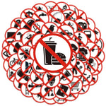 autocollants graphiques interdits panneau noir blanc icônes simples 63 pièces