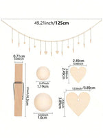décoration murale boho guirlande coeurs bois photos clips chambre rustique moderne