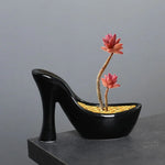 pots plantes forme chaussures talons noir blanc rose émail moderne décoratif led succulente
