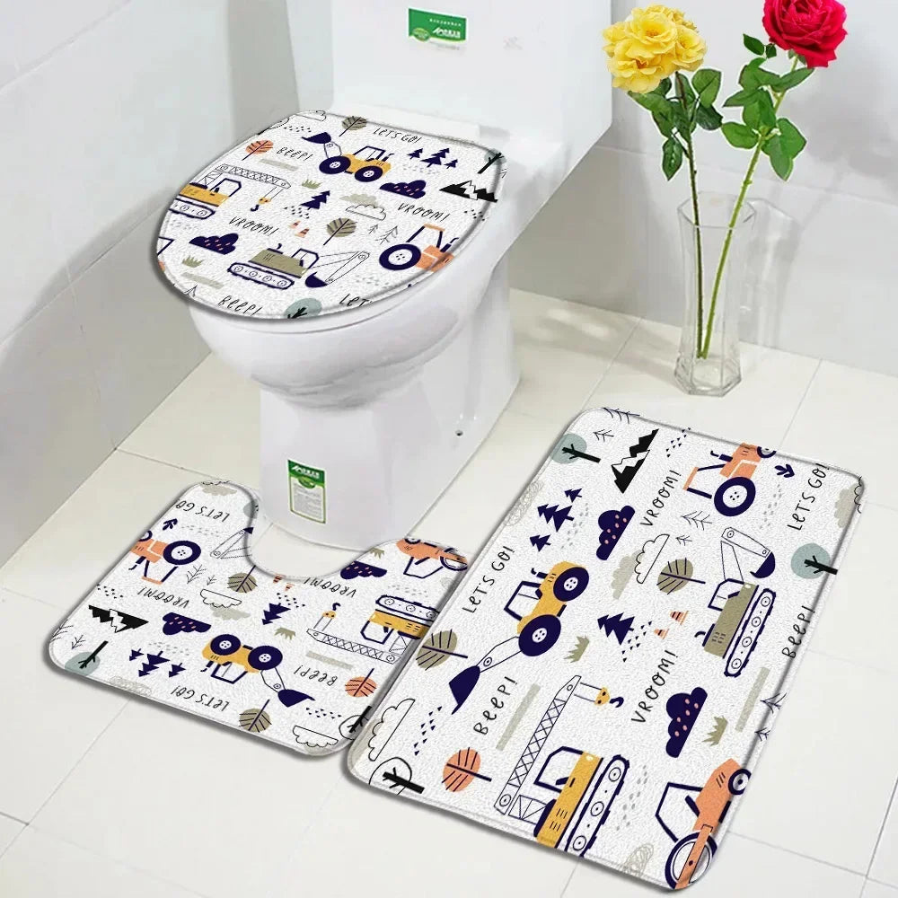 tapis toilette multicolore motifs animaux modernes adhésifs salle bain couvre siège deux sols
