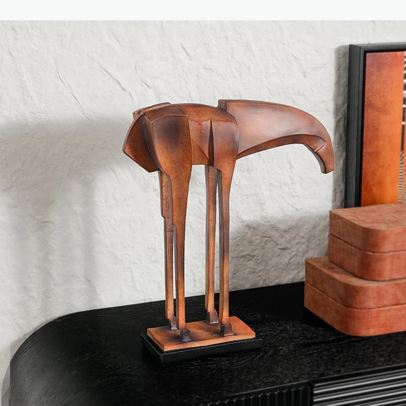 sculpture moderne cheval cuir marron décoration intérieure art abstrait animal compagnie ornement fixe sans
