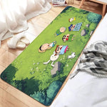 tapis dessin animé personnages anti dérapant polyester imperméable moderne vert clair bleu blanc rose
