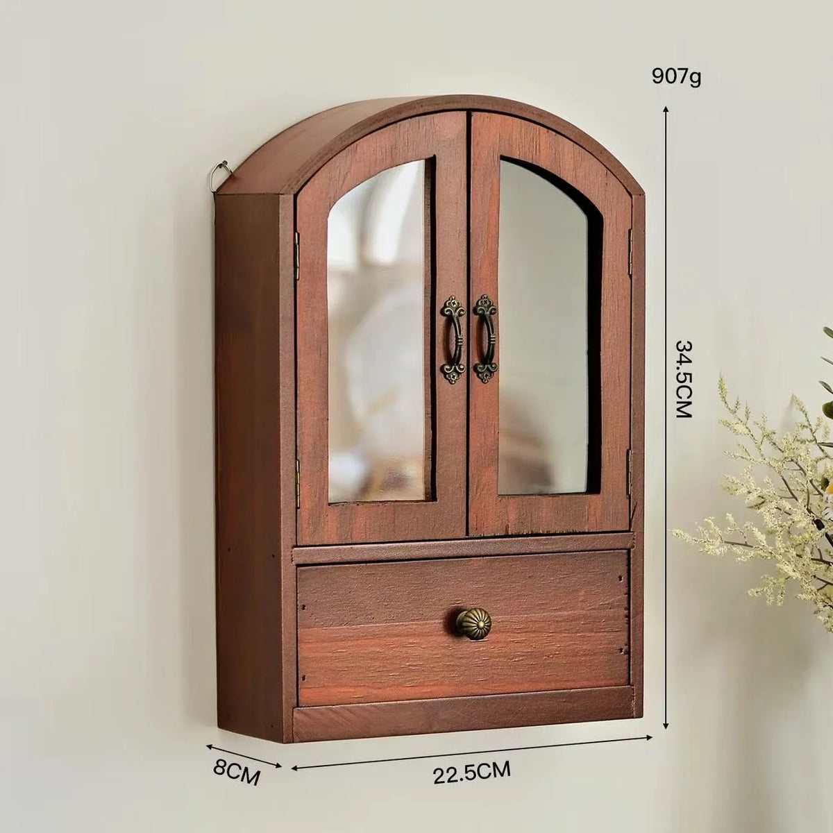 armoire murale bois naturel compartiments poignées métalliques tiroir blanc marron gris anthracite classique rustique