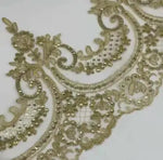 dentelle polyester blanc ajourée paillettes 22cm confection artisanat mariage erotique floral
