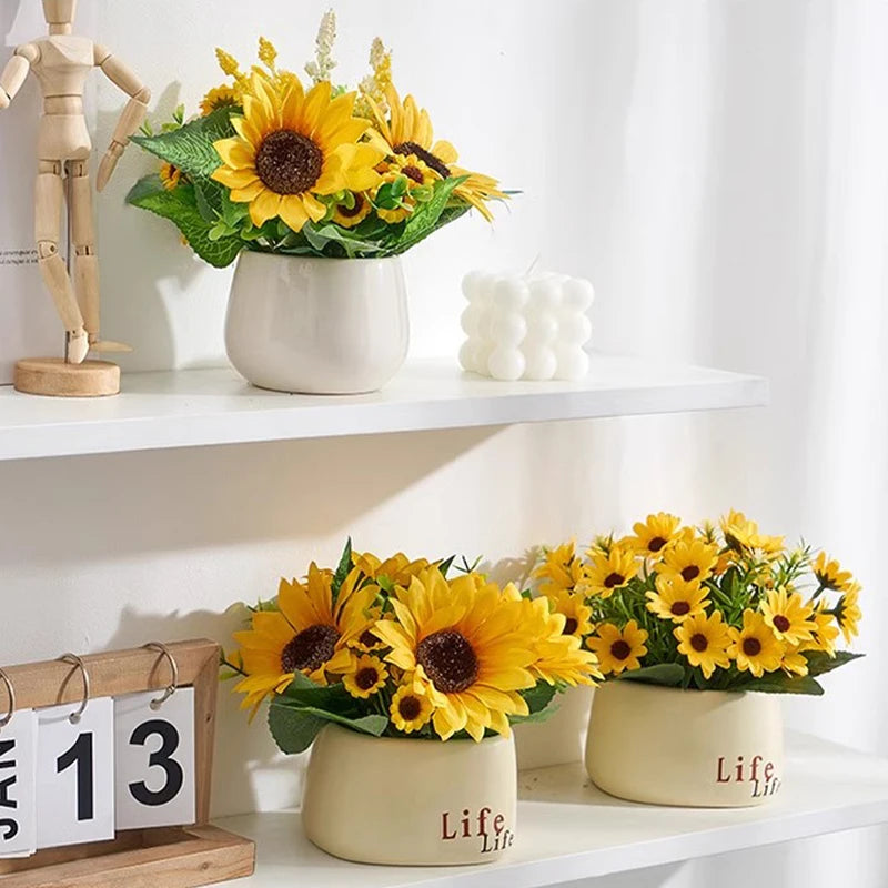 pot fleurs artificielles bouquet tournesols décoration maison mariage fête