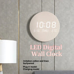 horloge murale digitale LED beige bois moderne sans cadre rechargeable
