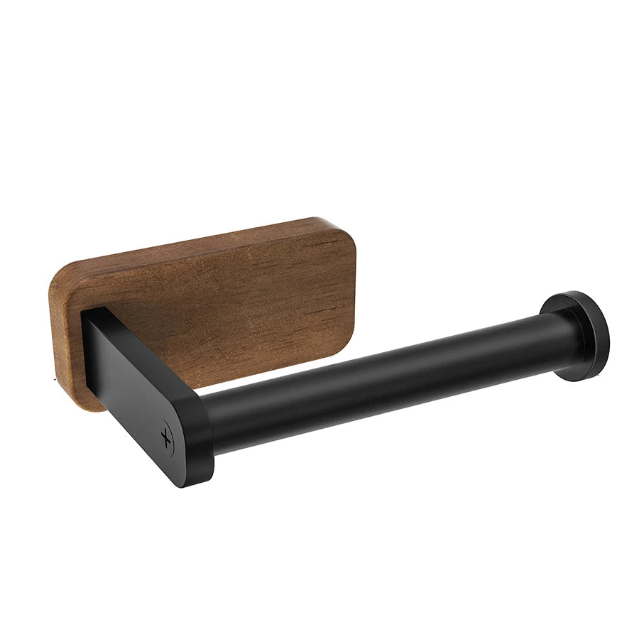 porte rouleau papier toilette mural aluminium noir bois clair moderne minimaliste fixation murale vis