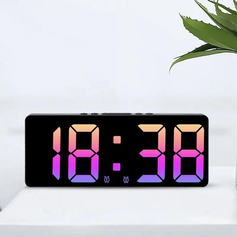 horloge numérique moderne affichage LED noir quartz détecteur vocal 12H 24H