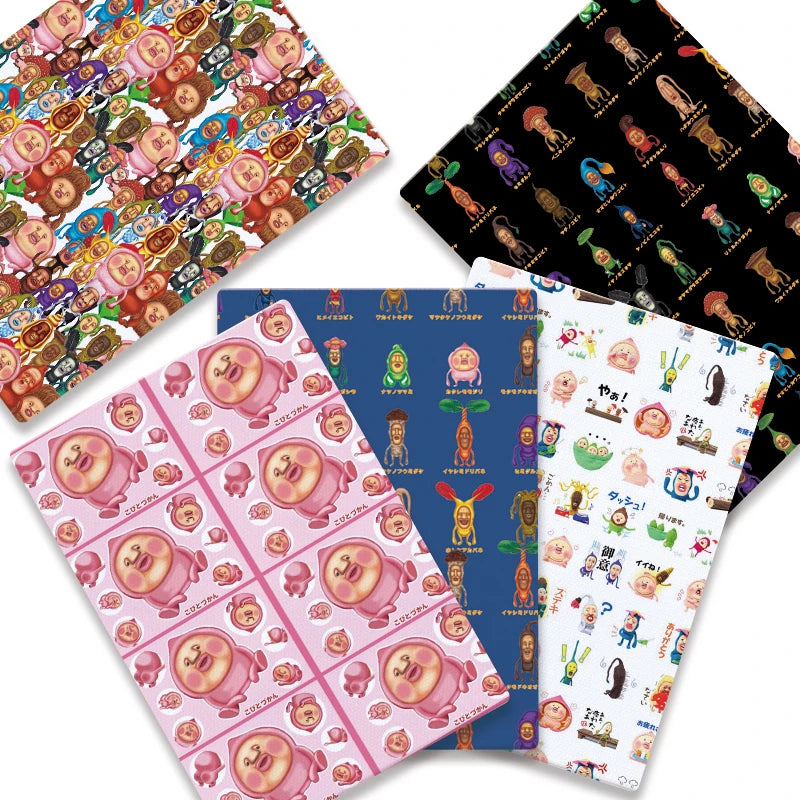 tissu imprimé personnages animés rose bleu noir coton polyester bricolage patchwork matelassé