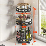 support rotatif deux niveaux noir acier inoxydable moderne vaisselle épices cosmétiques comptoir cuisine