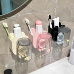 organisateur salle bain brosses dents dentifrice coupes animaux mignons moderne minimaliste transparent adhésif