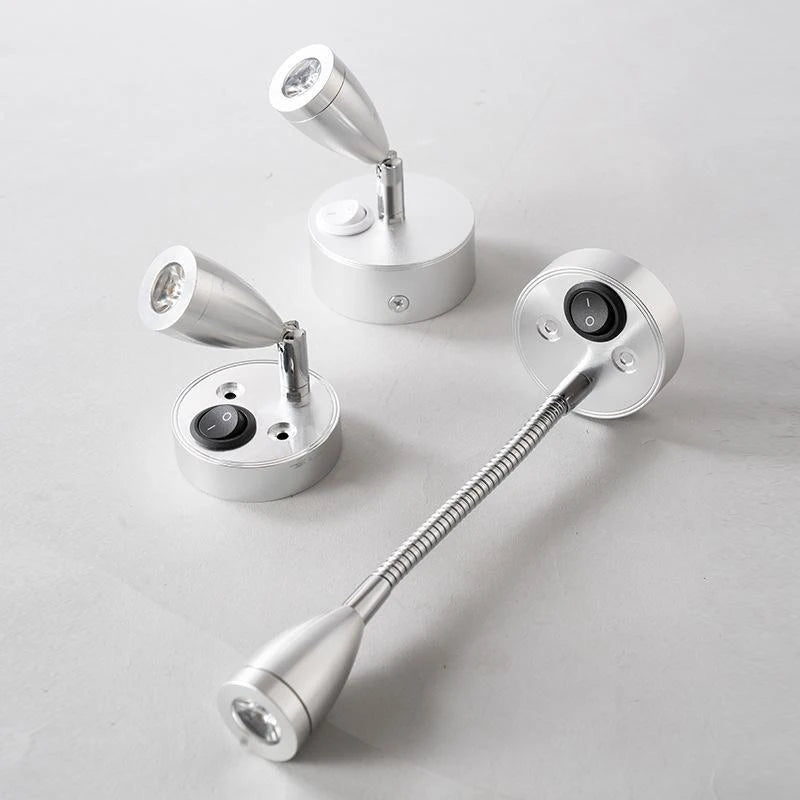 lampe murale flexible argentée moderne interrupteur inclinable led 12v cuisine salle manger
