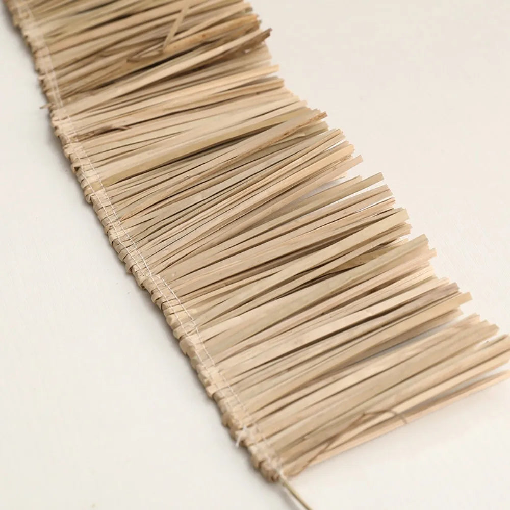 décoration murale bohème fibreuse frangée bande texturée beige naturelle rustic