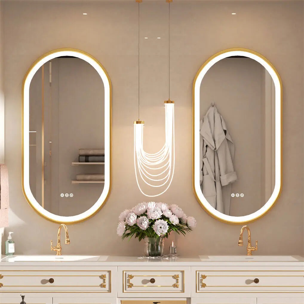 miroir mural ovale moderne or anti buée led 1000 1200 800 mmversible