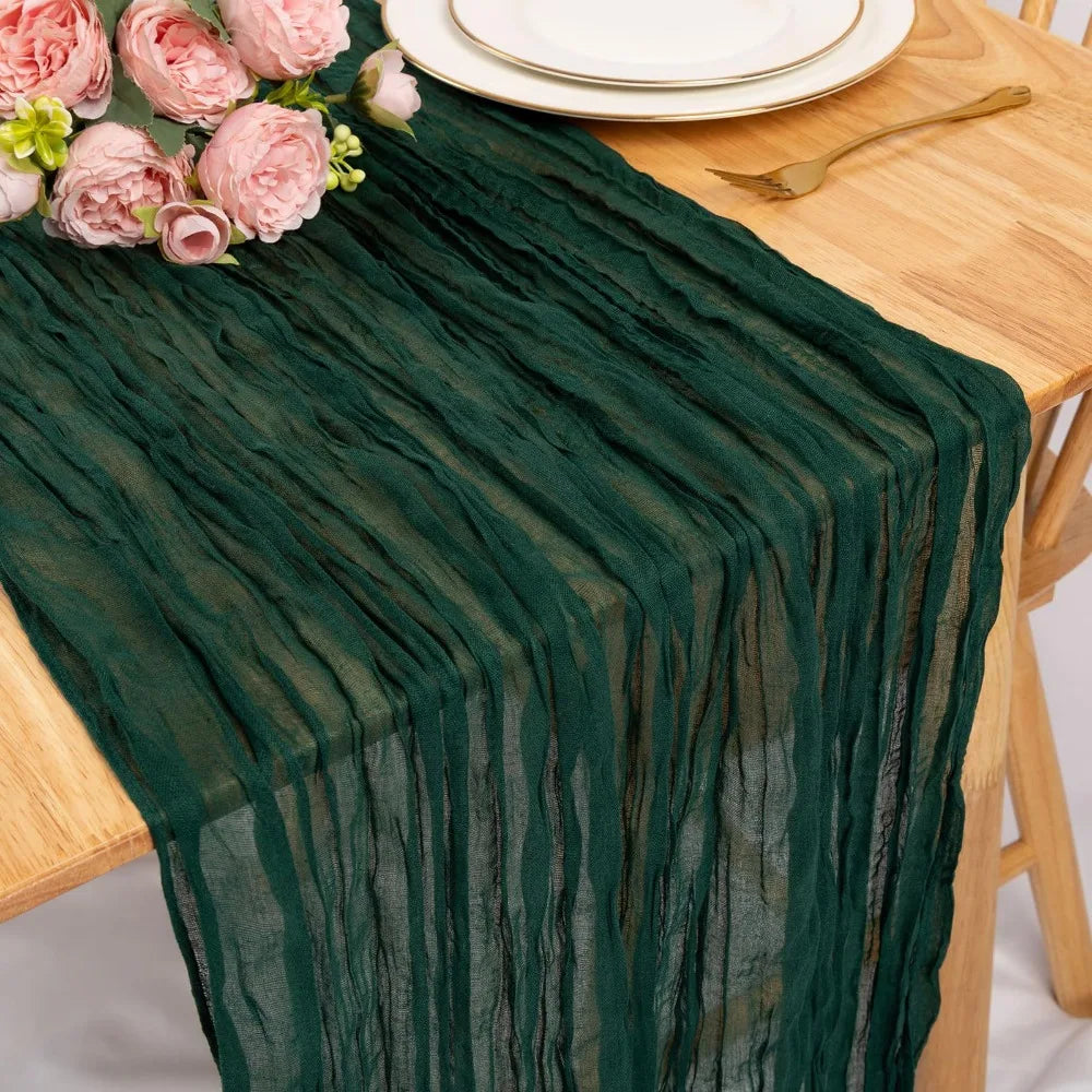 chemin table crêpe plissé moderne vert foncé bleu marine rose rouge mariage fête action