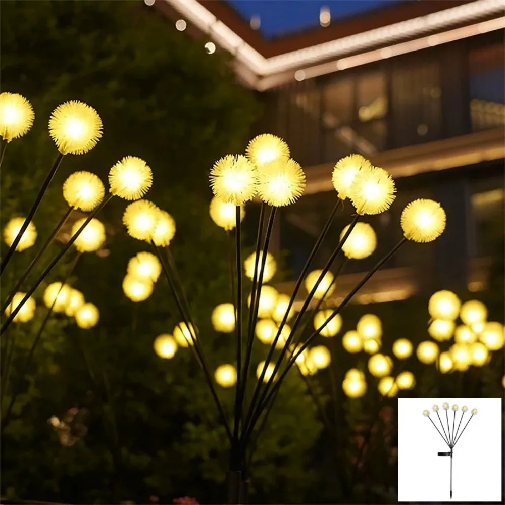 guirlande lumineuse solaire pissenlit blanc moderne extérieur ip65 inoxydable piquet jardin festive