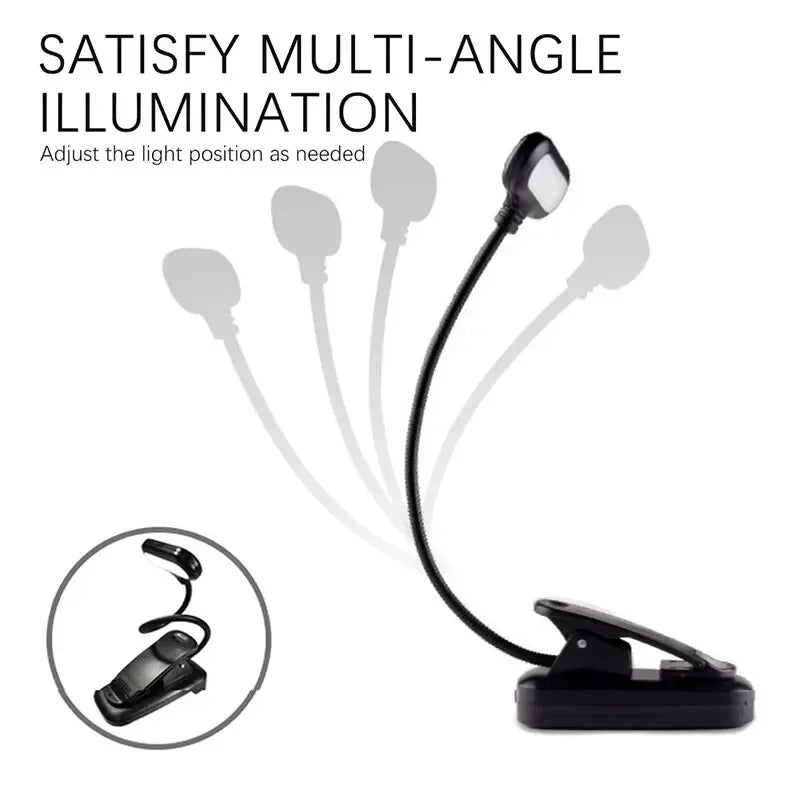 lampe lecture pince noire flexible batterie led portable moderne interrupteur chambre étude