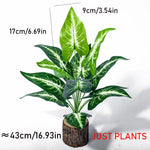 plantes artificielles monstera vert feuilles larges modernes decoration exterieure tronc bois pot ceramique