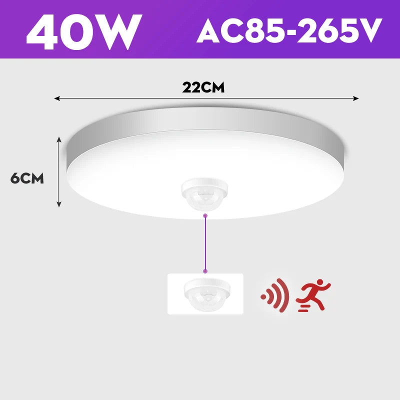 Lampe détecteur mouvement blanc moderne surface 20w 30w led économique