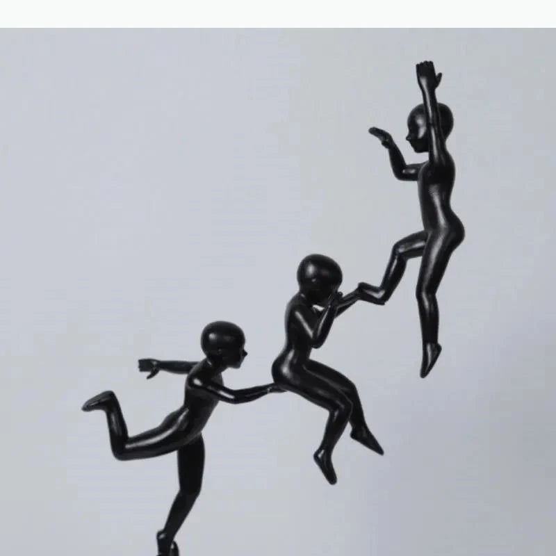 sculpture moderne figurines humaines empilées noir lisse décoration intérieure 51cm hauteur 14+ années