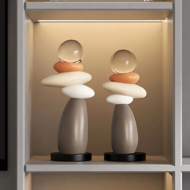 décoration moderne sculpture pierre polie sphère transparente naturelle table maison cadeau adulte