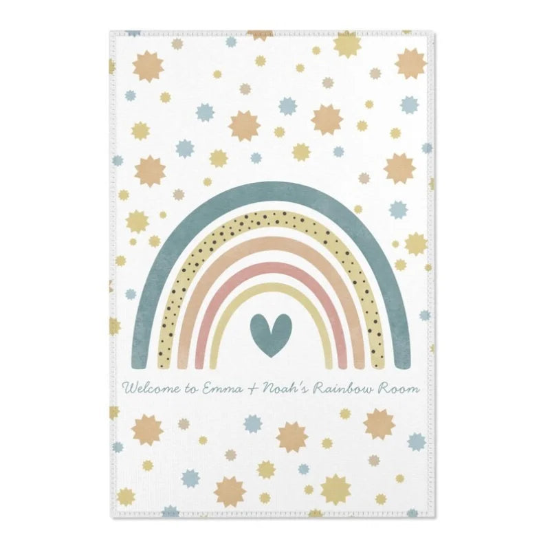 tapis arc ciel moderne polygone rose bleu blanc salon chambre enfant geometrique decoratifextérieur