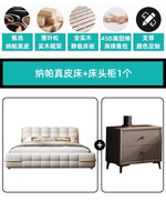 lit moderne minimaliste simili cuir gris clair structure bois vis matelassé chambre coucher