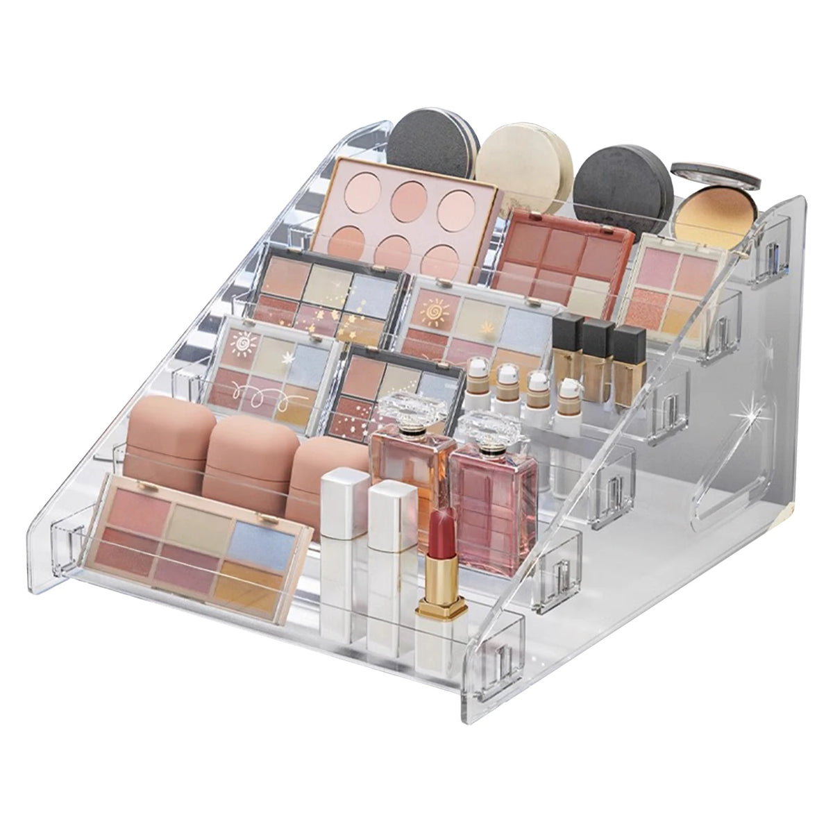 organisateur maquillage transparent palette fards crème yeux rouge lèvres fond teint poudre compacte outils