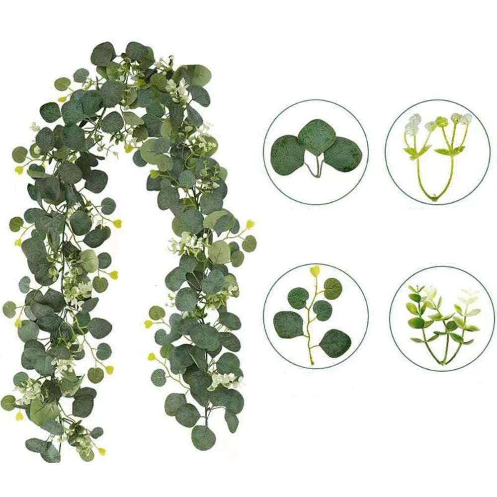 guirlande eucalyptus roses blanches fleurs decoration table mariage anniversaire exterieur vert blanc