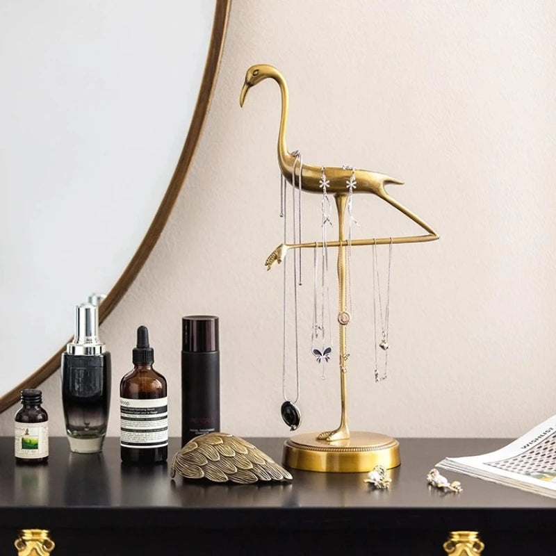 porte serviettes oiseau stylisé or bijoux présentoir élégant décoration salle bain asiatique fixe base