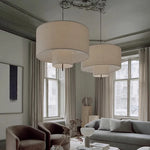 suspension lumineuse tissu beige moderne 30cm 40cm 50cm 60cm 80cm lumière chaude lumière neutre
