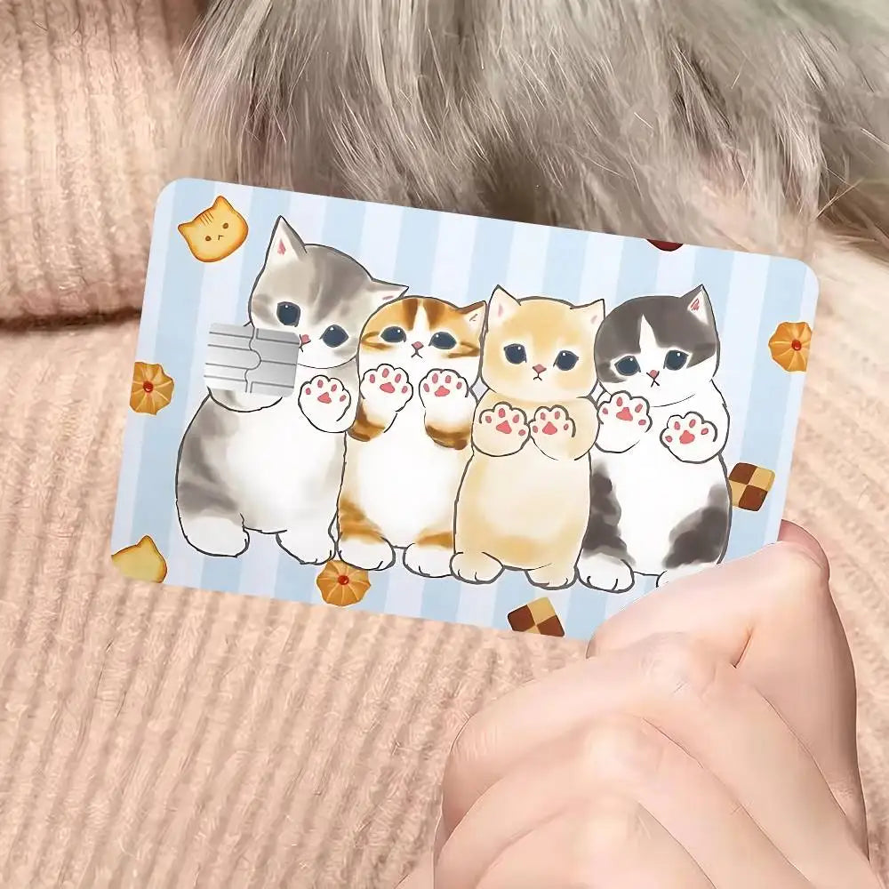 sticker carte crédit dessin animé chats biscuits mofusand waterproo